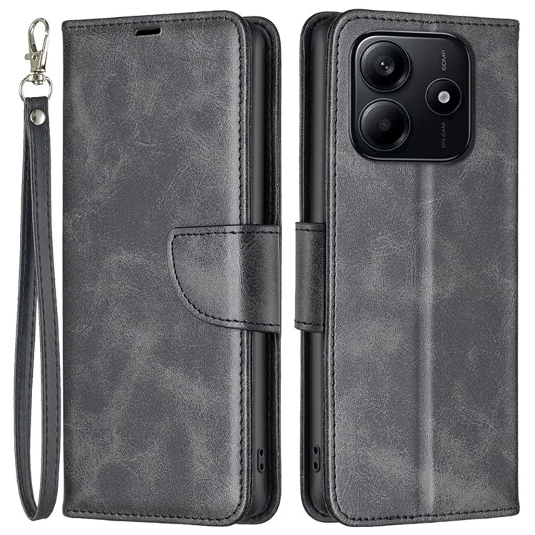 For Xiaomi Redmi Note 14 4G (163.25x76.55x8.16mm) Case Shockproof PU Leather Cover with Wallet Card Slots - Black