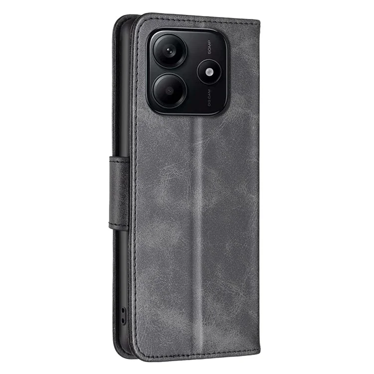 For Xiaomi Redmi Note 14 4G (163.25x76.55x8.16mm) Case Shockproof PU Leather Cover with Wallet Card Slots - Black