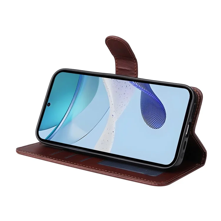 Étui portefeuille en cuir PU à rabat pour Realme 14x 5G / C75 - Marron
