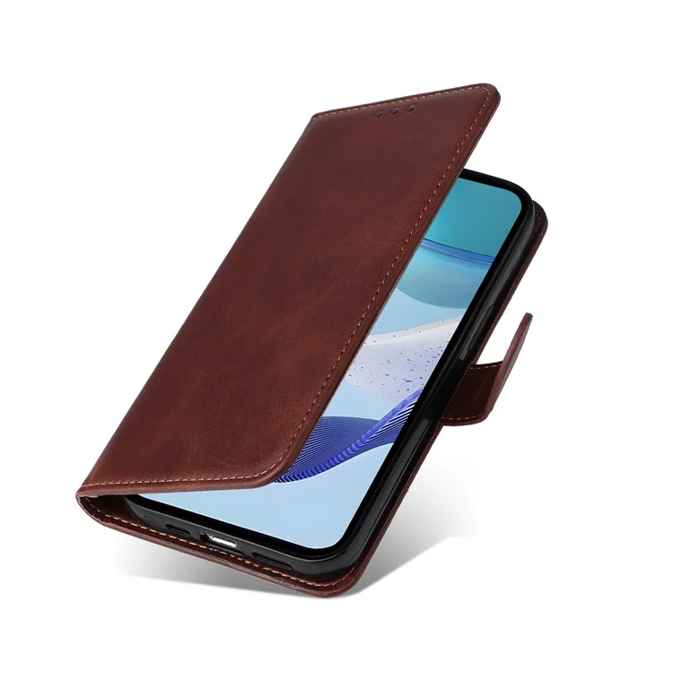 Étui portefeuille en cuir PU à rabat pour Realme 14x 5G / C75 - Marron
