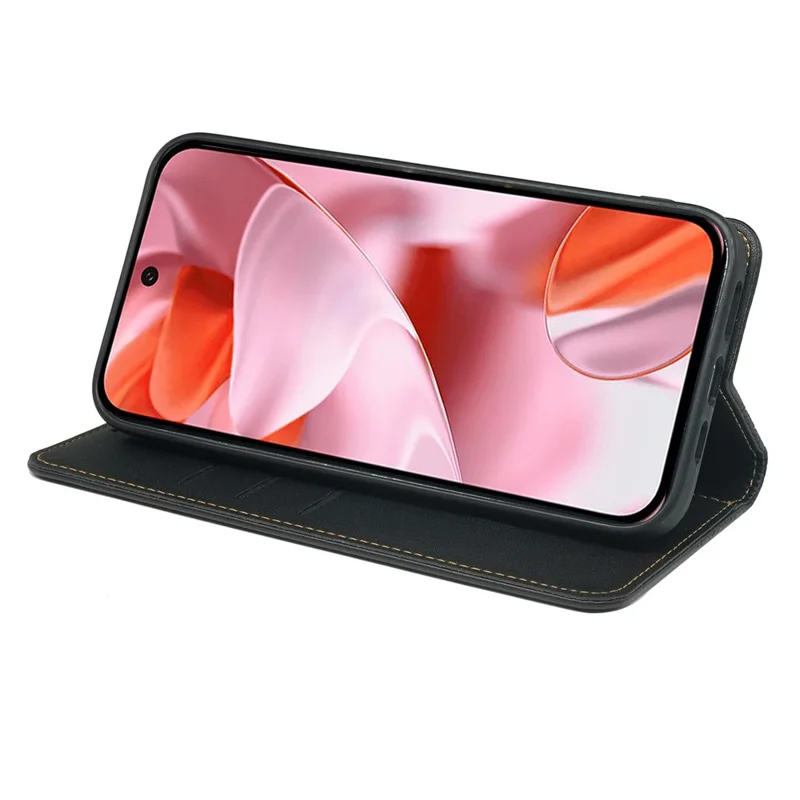 For Google Pixel 9 / Pixel 9 Pro Case Four Leaf Clover Leather Flip Phone Cover Stand Wallet - Black