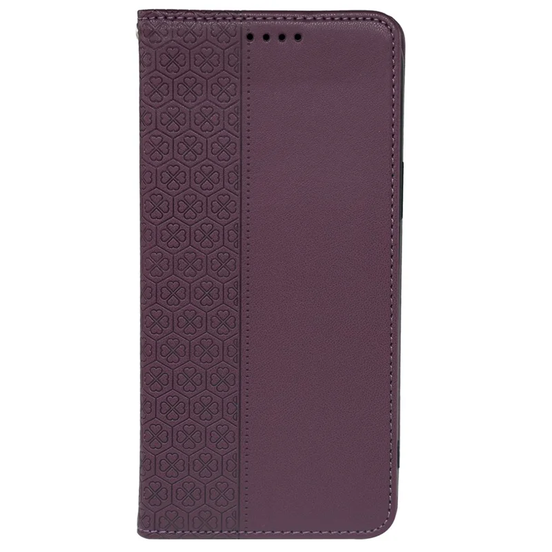 For Google Pixel 9 / Pixel 9 Pro Case Four Leaf Clover Leather Flip Phone Cover Stand Wallet - Dark Purple