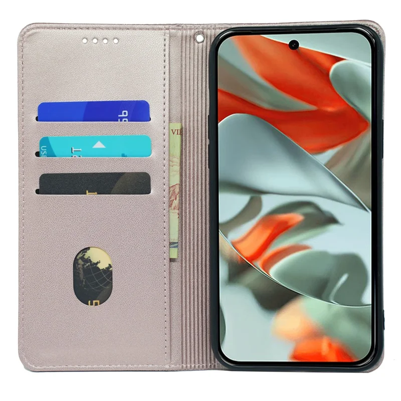 For Google Pixel 9 Pro XL Case Four Leaf Clover Leather Flip Phone Cover Stand Wallet - Rose Gold
