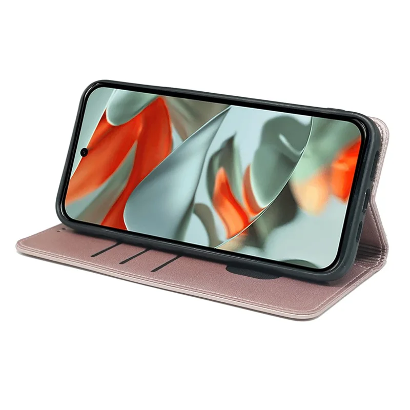 For Google Pixel 9 Pro XL Case Four Leaf Clover Leather Flip Phone Cover Stand Wallet - Rose Gold