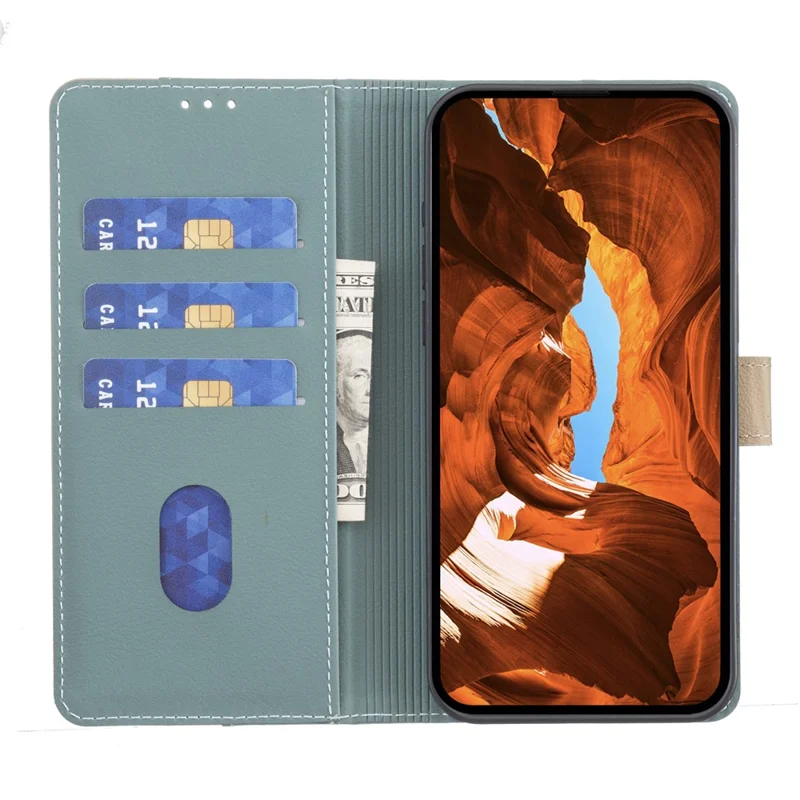 BINFEN COLOR BF33 for Xiaomi Redmi Note 14 4G (163.25x76.55x8.16mm) Leather Case Splicing Color RFID Blocking - Green