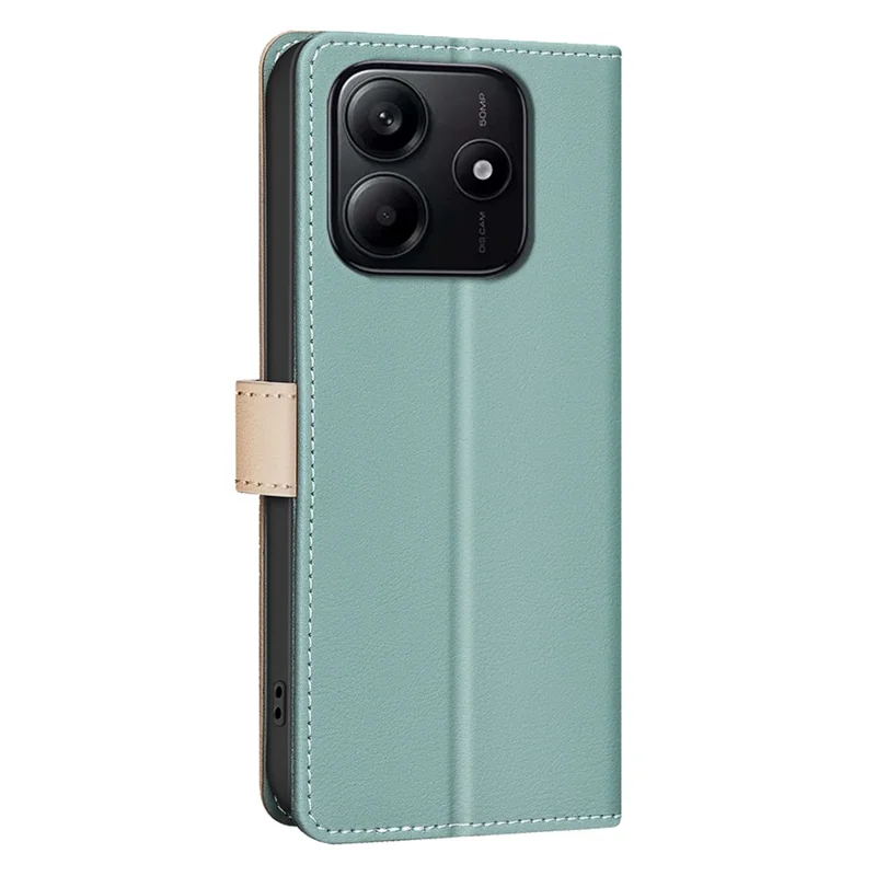 BINFEN COLOR BF33 for Xiaomi Redmi Note 14 4G (163.25x76.55x8.16mm) Leather Case Splicing Color RFID Blocking - Green