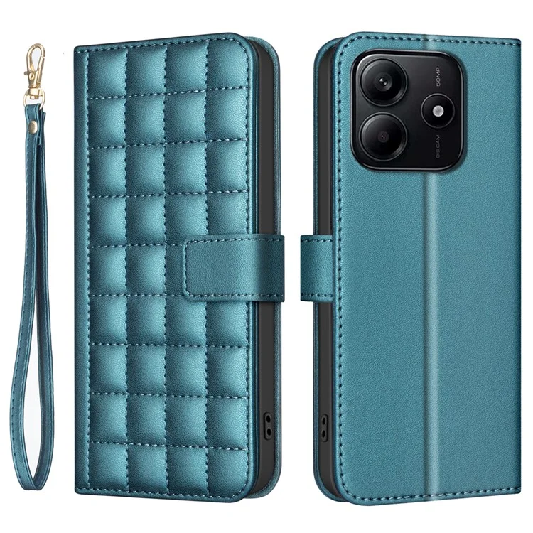 BINFEN COLOR BF34 per Xiaomi Redmi Note 14 4G Custodia in pelle Wallet Square Grid Phone Cover - Verde