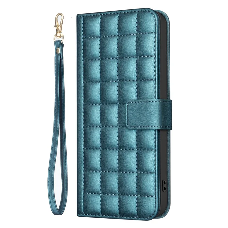 BINFEN COLOR BF34 per Xiaomi Redmi Note 14 4G Custodia in pelle Wallet Square Grid Phone Cover - Verde