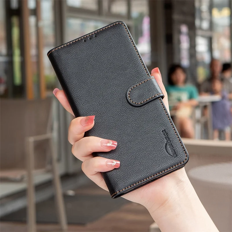BINFEN COLOR BF32 For Xiaomi Redmi Note 14 4G (163.25x76.55x8.16mm) Leather Case Wallet RFID Blocking Phone Cover - Black