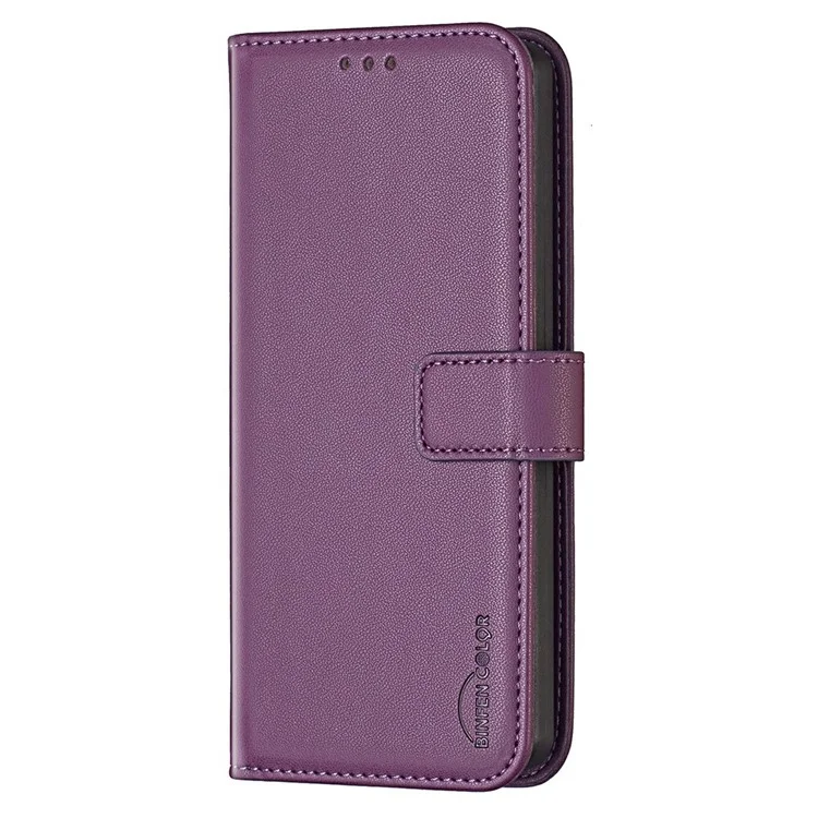 BINFEN COLOR BF17 For Xiaomi Redmi Note 14 4G (163.25x76.55x8.16mm) Case Wallet Folio Flip Leather Cover - Dark Purple
