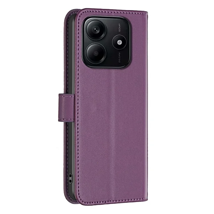BINFEN COLOR BF17 For Xiaomi Redmi Note 14 4G (163.25x76.55x8.16mm) Case Wallet Folio Flip Leather Cover - Dark Purple