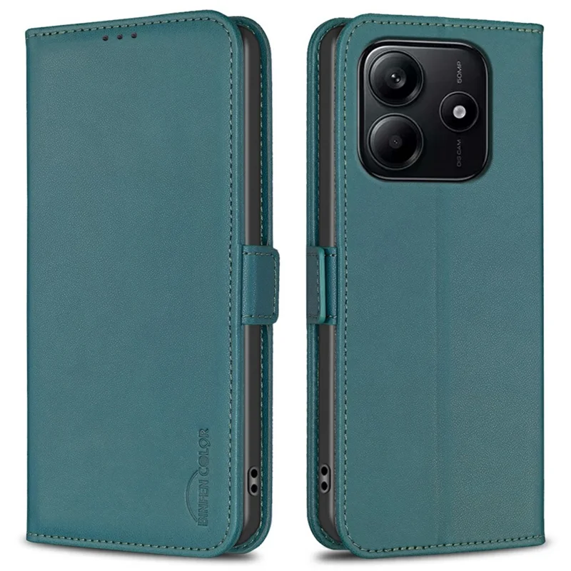 BINFEN COLOR BF31 Para Xiaomi Redmi Note 14 4G Capa de Couro PU Flip Folio Carteira de Telefone - Verde
