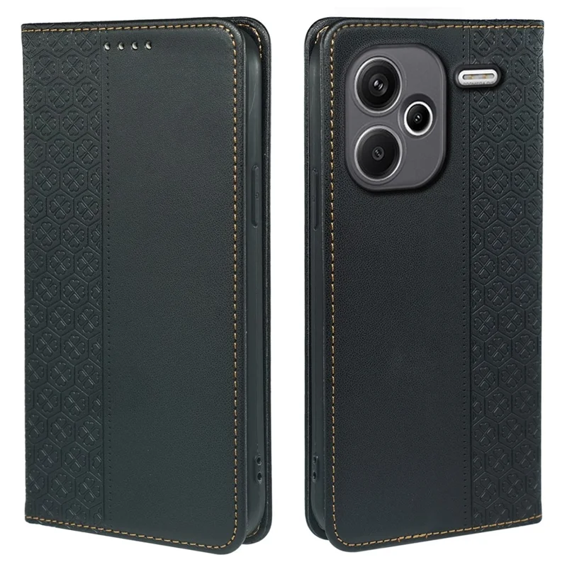 Custodia per Xiaomi Redmi Note 13 Pro+ 5G, cover in pelle con quadrifoglio, flip cover con supporto e portafoglio - Nero