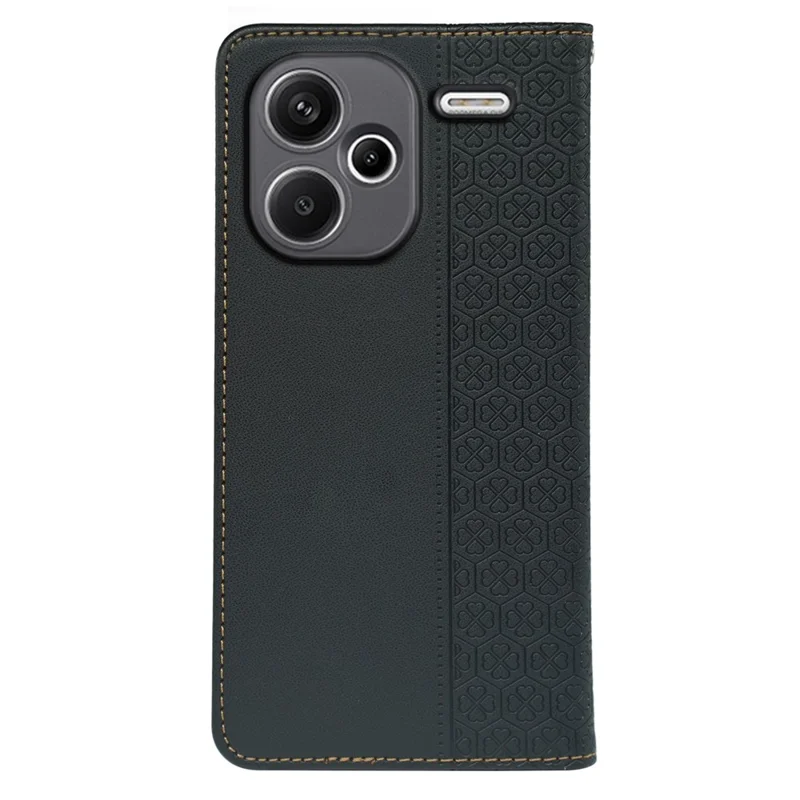 Custodia per Xiaomi Redmi Note 13 Pro+ 5G, cover in pelle con quadrifoglio, flip cover con supporto e portafoglio - Nero