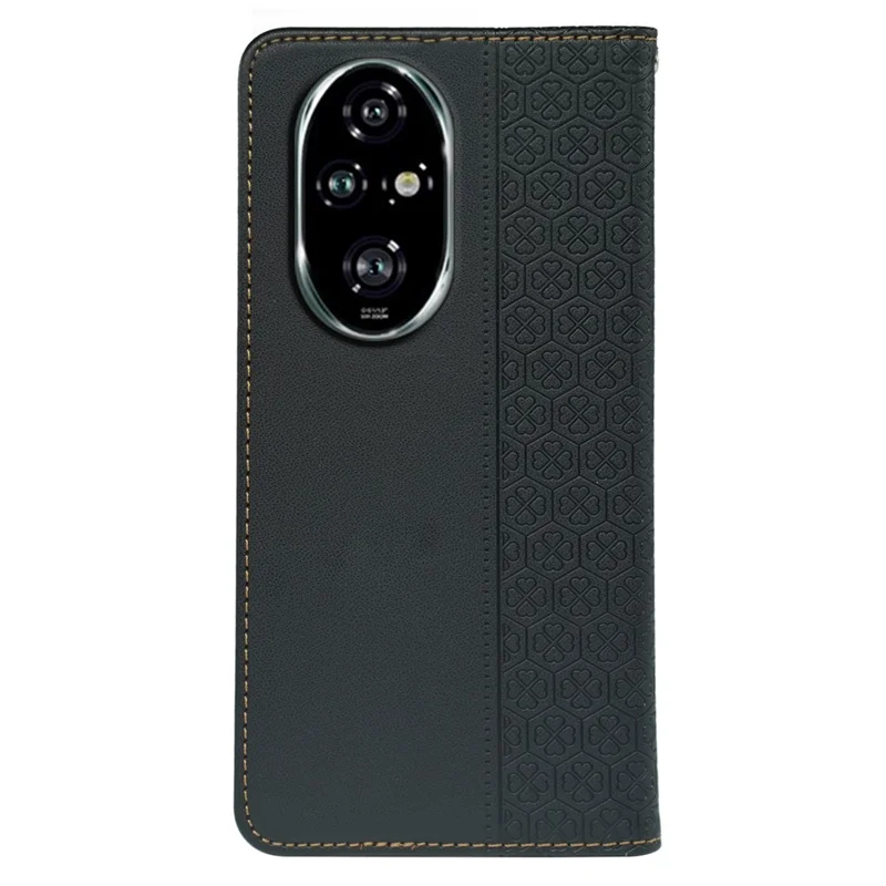 For Honor 200 5G Case Four Leaf Clover Leather Flip Phone Cover Stand Wallet - Black