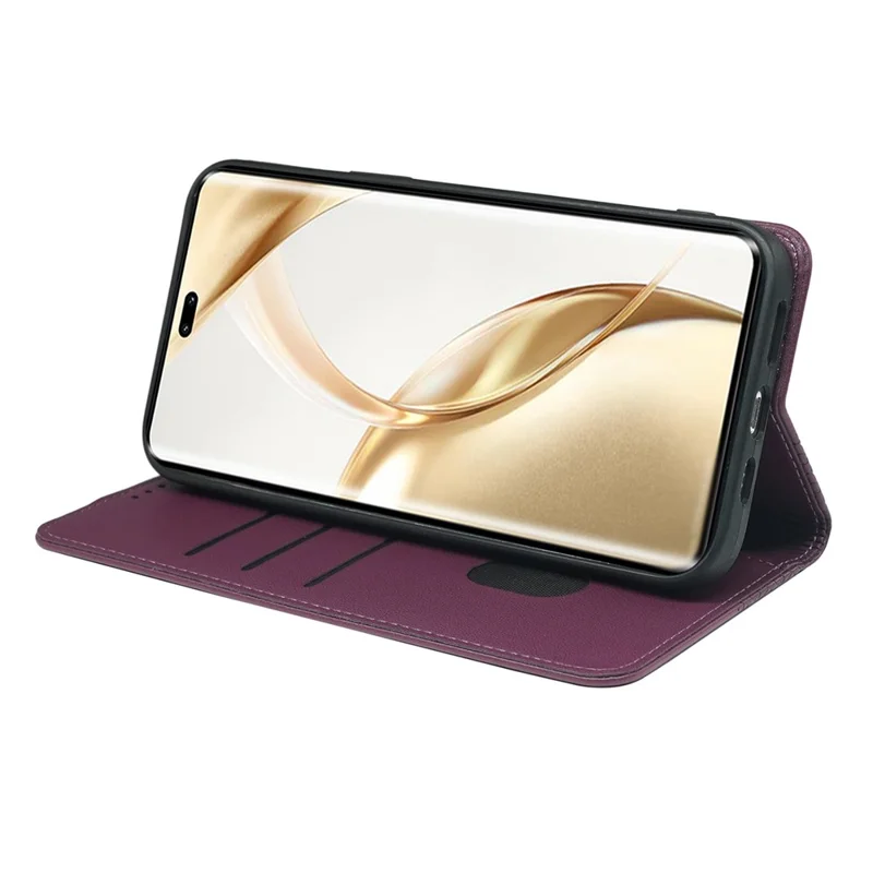 Étui For Honor 200 Pro 5G Trèfle à quatre feuilles Étui à rabat en cuir Porte-cartes - Violet foncé