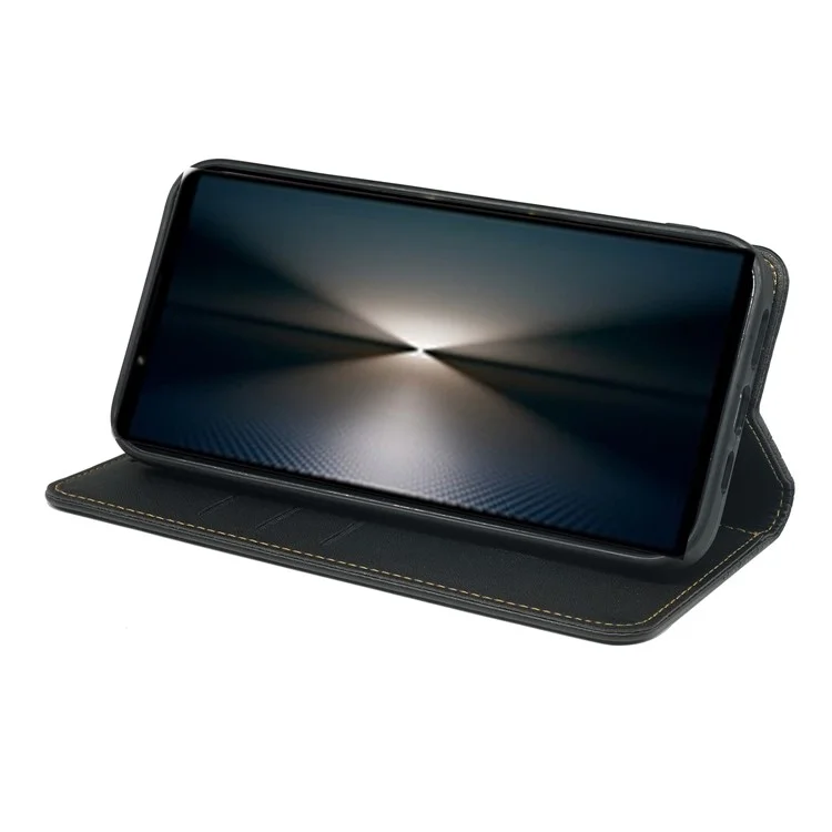 For Sony Xperia 1 V Case Four Leaf Clover Leather Flip Phone Cover Stand Wallet - Black