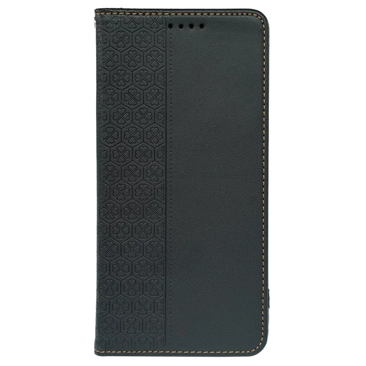 For Sony Xperia 1 V Case Four Leaf Clover Leather Flip Phone Cover Stand Wallet - Black