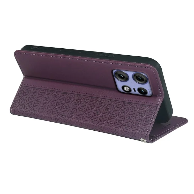 Capa para Motorola Edge 50 Pro 5G Tréfolo de Couro Flip Phone Cover Stand Wallet - Roxo Escuro