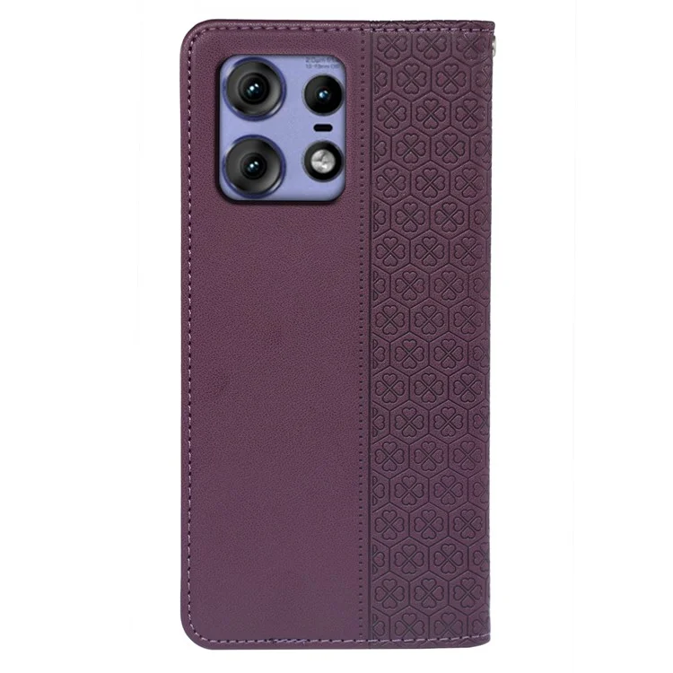 Capa para Motorola Edge 50 Pro 5G Tréfolo de Couro Flip Phone Cover Stand Wallet - Roxo Escuro