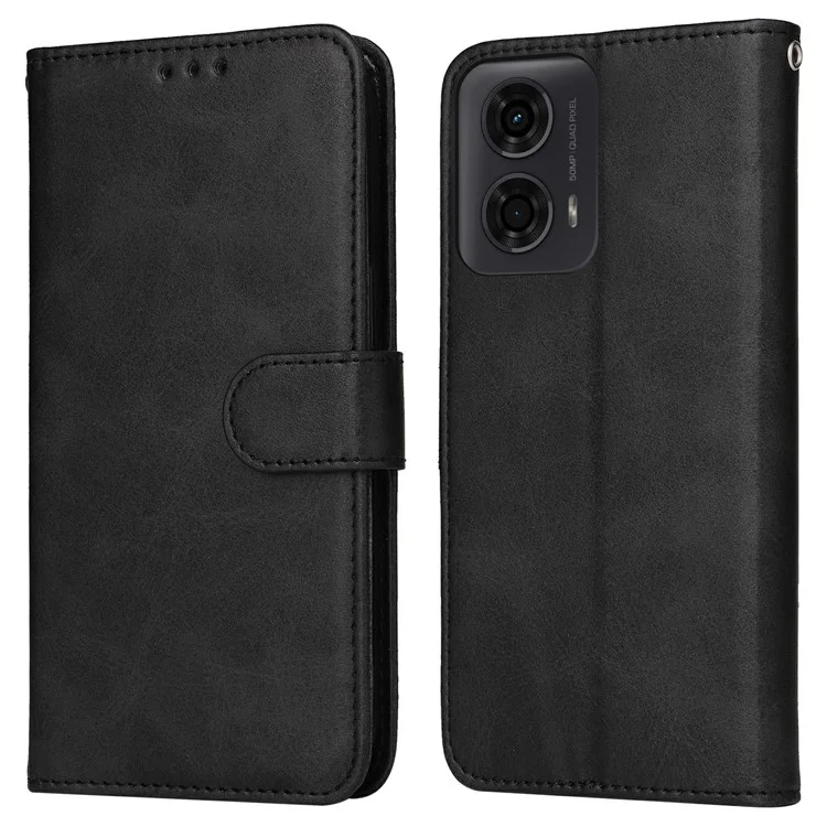 Custodia portafoglio per Motorola Moto G04 4G / G04s 4G / G24 4G / E14 4G Custodia in pelle per telefono - Nero