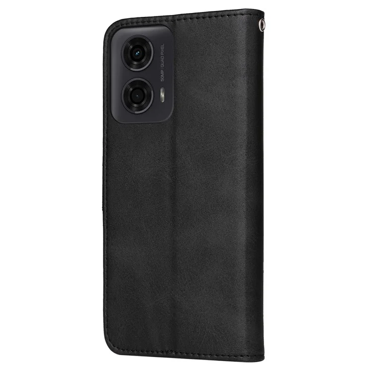 Custodia portafoglio per Motorola Moto G04 4G / G04s 4G / G24 4G / E14 4G Custodia in pelle per telefono - Nero