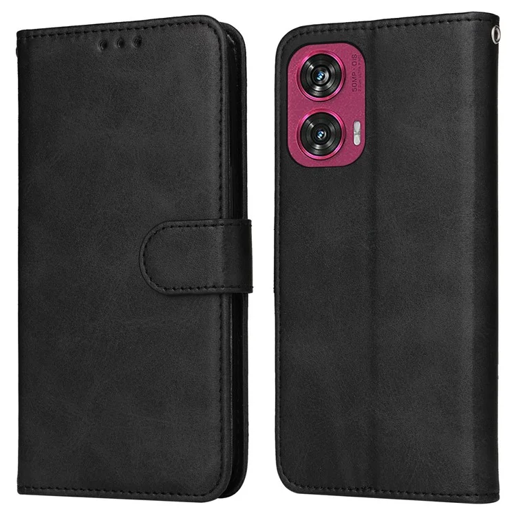 Capa carteira de couro PU com flip para Motorola Edge 50 Fusion 5G - Preta