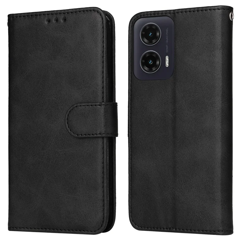 For Motorola Moto G35 5G Case Wallet PU Leather Folio Flip Phone Cover - Black