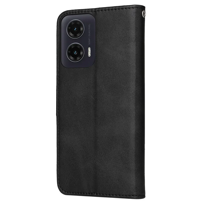 For Motorola Moto G35 5G Case Wallet PU Leather Folio Flip Phone Cover - Black