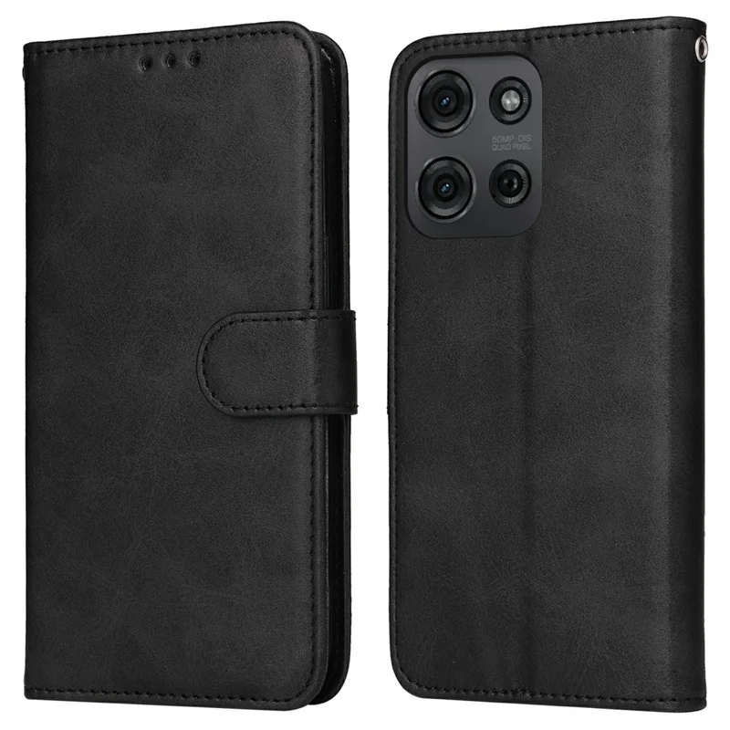 Custodia a portafoglio in pelle PU a chiusura a libro per Motorola Moto G75 5G - Nera