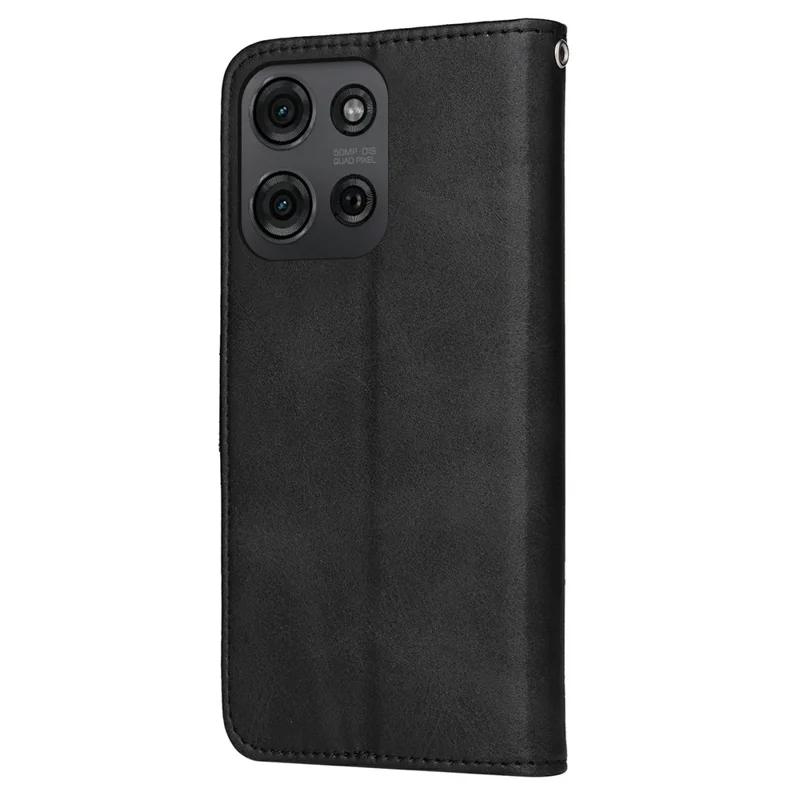 Custodia a portafoglio in pelle PU a chiusura a libro per Motorola Moto G75 5G - Nera