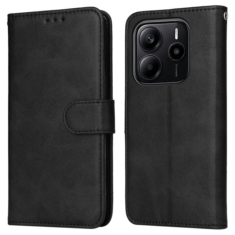 Custodia portafoglio in pelle PU a libro con chiusura a ribalta per Xiaomi Redmi Note 14 4G - Nero