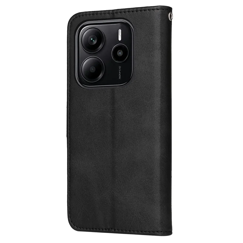 Custodia portafoglio in pelle PU a libro con chiusura a ribalta per Xiaomi Redmi Note 14 4G - Nero
