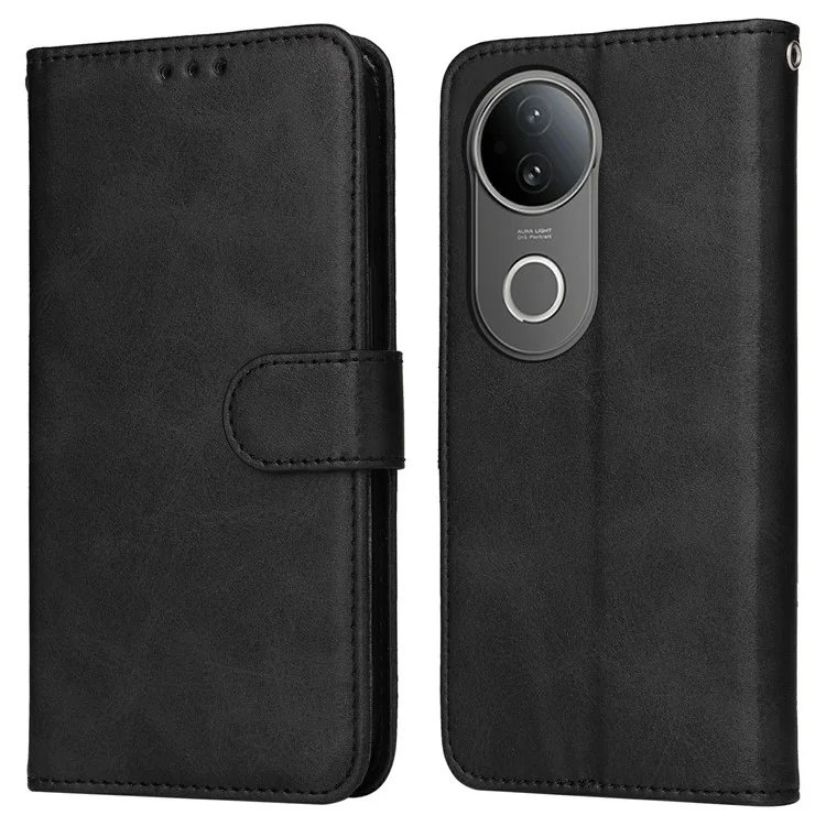 Capa carteira de couro PU flip cover para vivo S20 5G - Preto