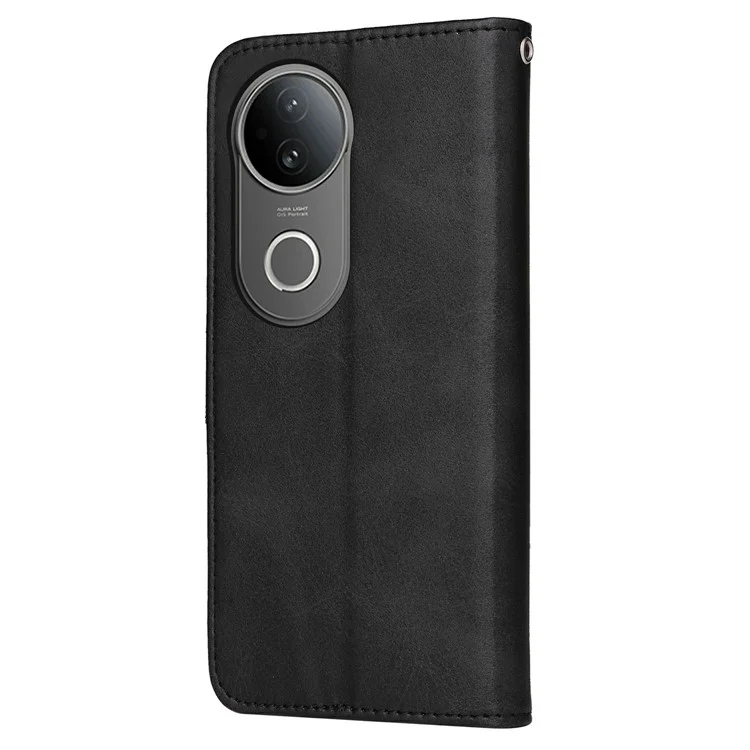 Capa carteira de couro PU flip cover para vivo S20 5G - Preto