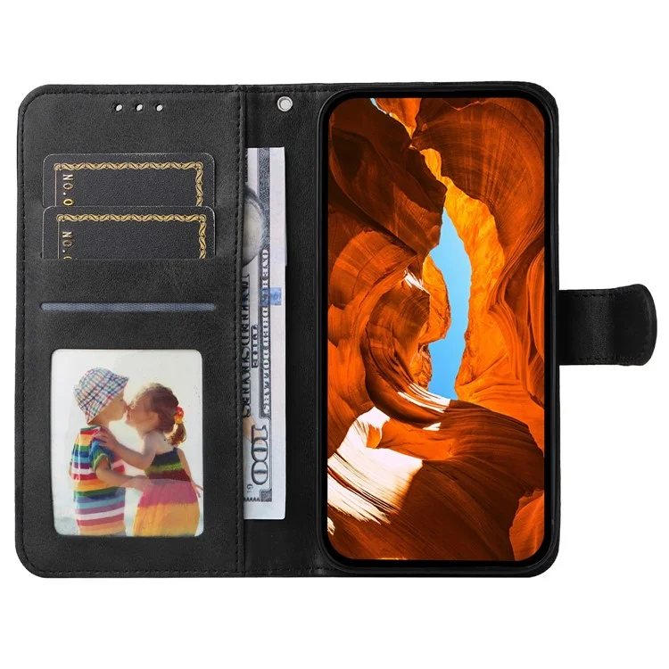 Per Motorola Moto G05 4G / E15 4G Custodia portafoglio in pelle PU Folio Flip Phone Cover - Nero