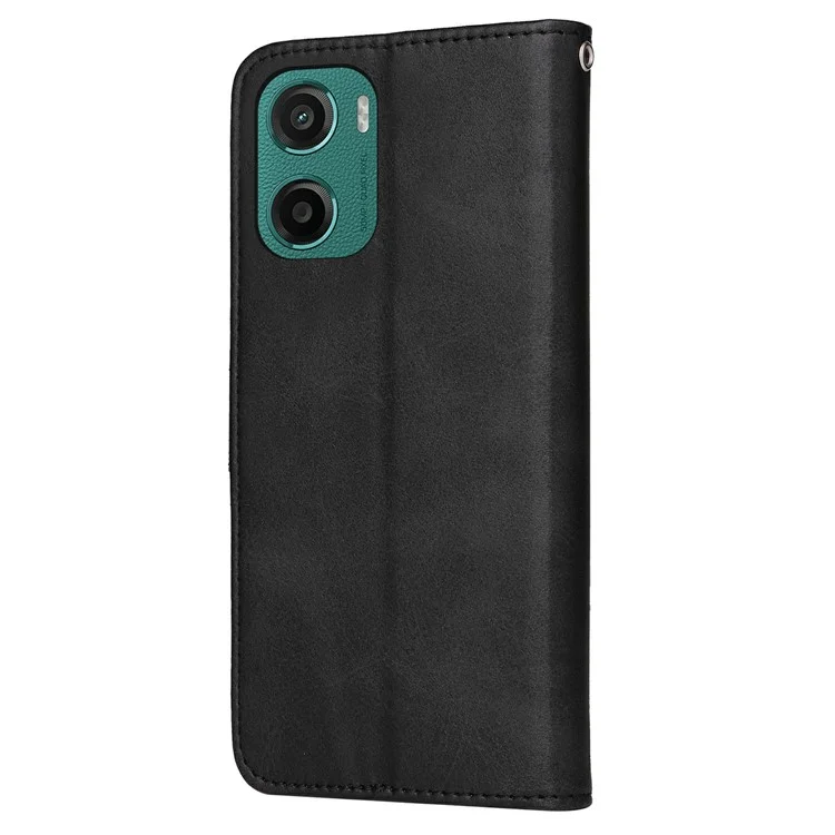 Per Motorola Moto G05 4G / E15 4G Custodia portafoglio in pelle PU Folio Flip Phone Cover - Nero