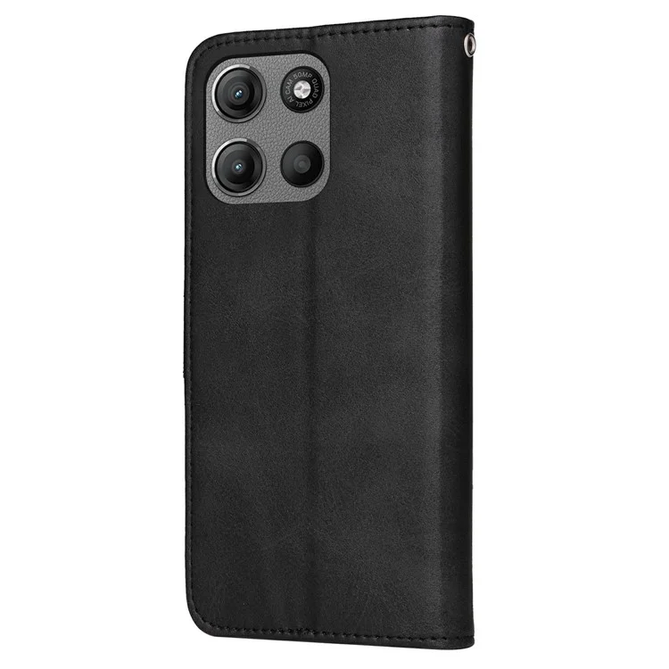 For Motorola Moto G15 4G  /  G15 Power 4G Case Wallet PU Leather Folio Flip Phone Cover - Black