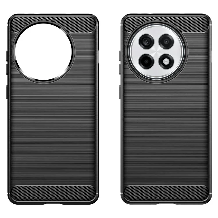 Capa de telefone para OnePlus 13R 5G / Ace 5 5G / Ace 5 Pro 5G Capa protetora com textura de fibra de carbono escovada - Preto