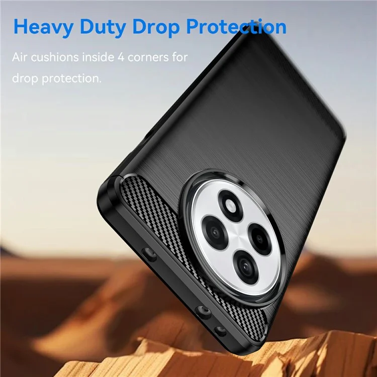 Capa de telefone para OnePlus 13R 5G / Ace 5 5G / Ace 5 Pro 5G Capa protetora com textura de fibra de carbono escovada - Preto
