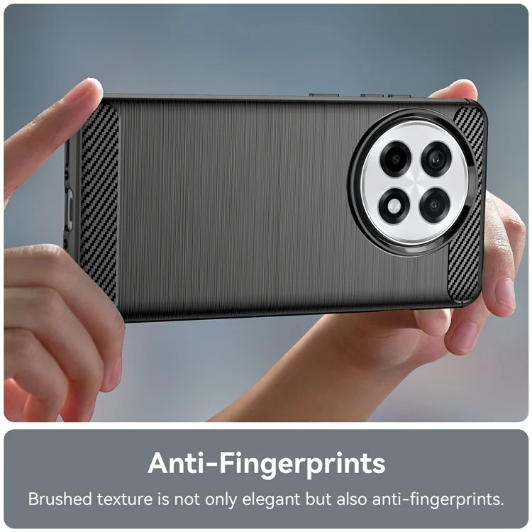 Capa de telefone para OnePlus 13R 5G / Ace 5 5G / Ace 5 Pro 5G Capa protetora com textura de fibra de carbono escovada - Preto