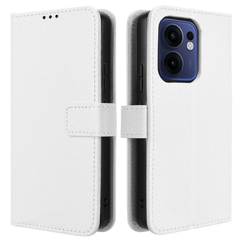 Für Oppo Reno13 F / Reno13 F 4G Hülle PU-Leder Diamant-Textur Wallet Phone Cover - Weiß