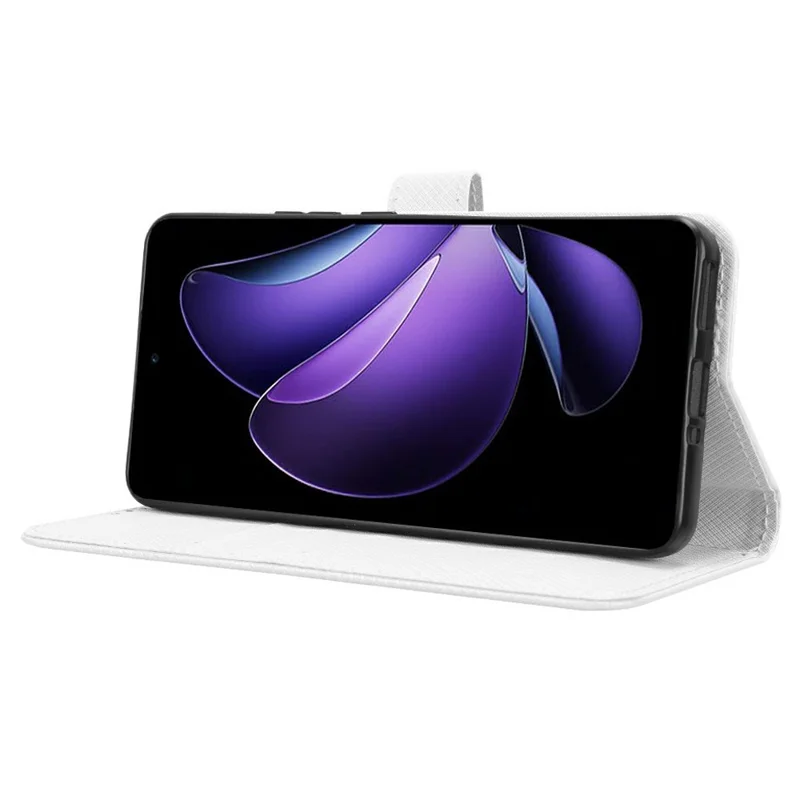 Für Oppo Reno13 F / Reno13 F 4G Hülle PU-Leder Diamant-Textur Wallet Phone Cover - Weiß