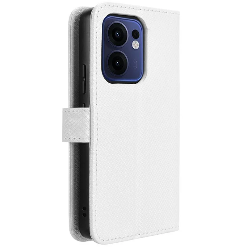 Für Oppo Reno13 F / Reno13 F 4G Hülle PU-Leder Diamant-Textur Wallet Phone Cover - Weiß