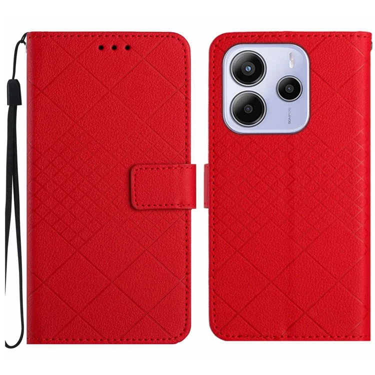 Für Xiaomi Redmi Note 14 4G Wallet Phone Case Imprint PU Leder Flip Folio Cover - Rot