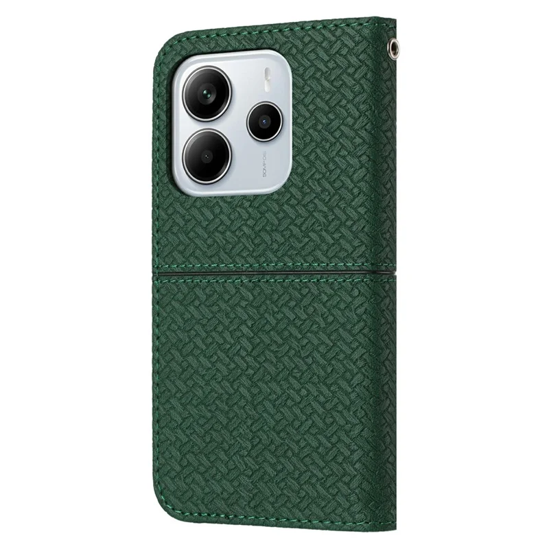 For Xiaomi Redmi Note 14 4G (163.25mm) Case Woven Texture PU Leather Wallet Phone Cover - Green