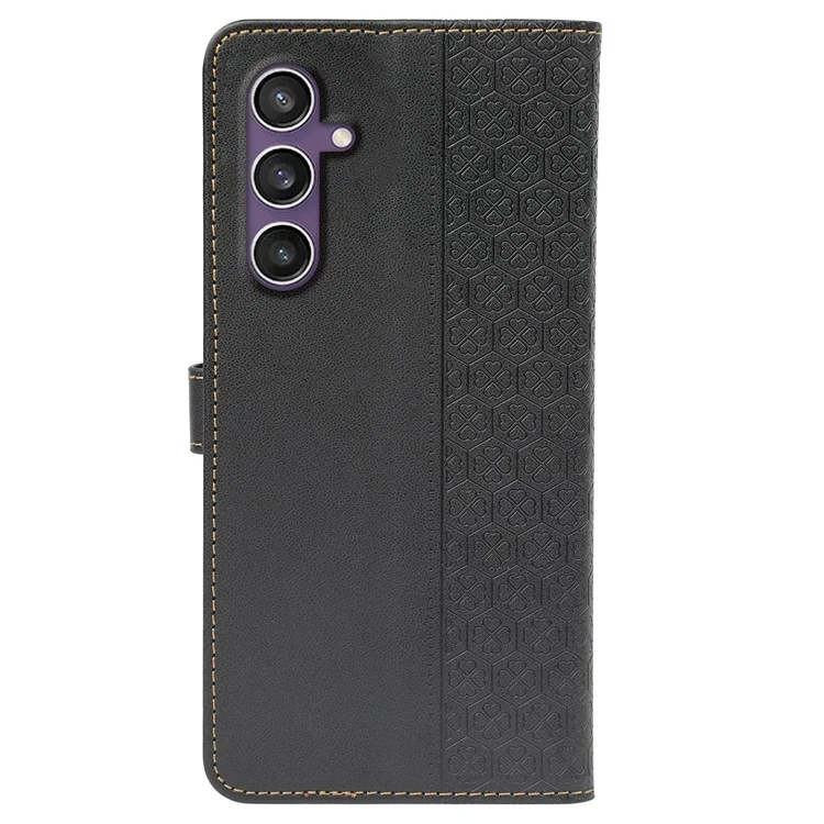 Для чехла Samsung Galaxy S23 FE с магнитной застежкой в виде четырехлистного клевера - черный