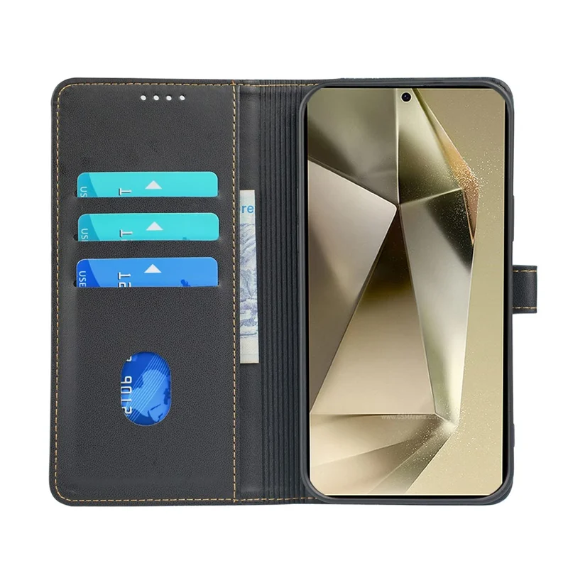 For Samsung Galaxy S25 Ultra Case Magnetic Clasp Four Leaf Clover Leather Phone Cover - Black