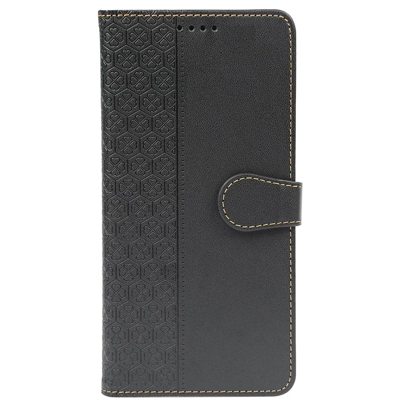 For Samsung Galaxy S25 Ultra Case Magnetic Clasp Four Leaf Clover Leather Phone Cover - Black