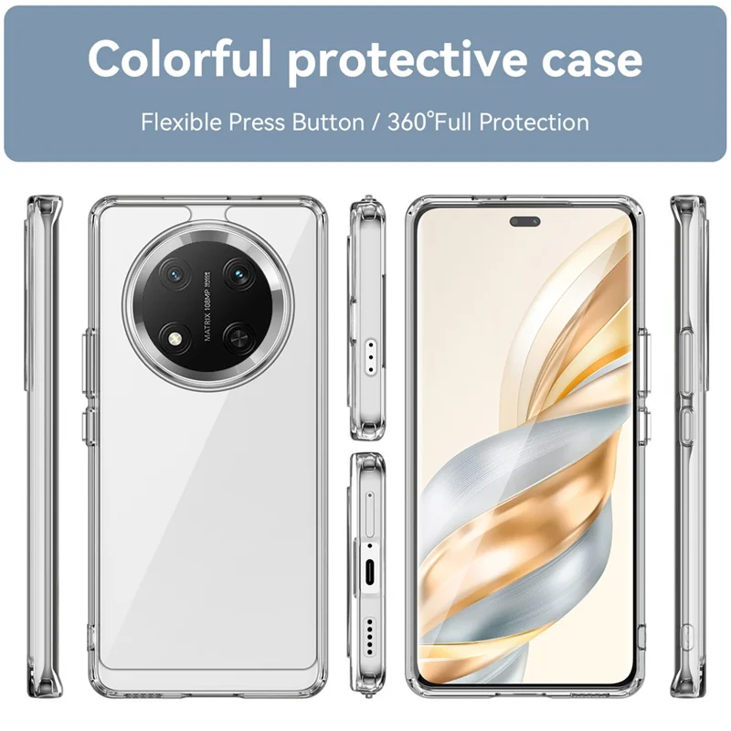 WANLONFENG MF Series for Honor Magic7 Lite 5G / X9c 5G / X60 Pro 5G Case TPU Acrylic Clear Phone Cover with Tempered Glass Film